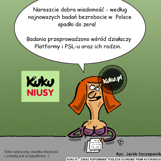 Komiks, dowcip, Żart o Kuku Niusy - zerowe bezrobocie w Polsce