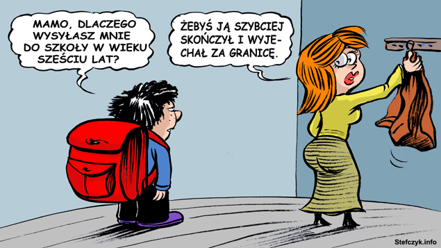 Komiks, dowcip, Żart o SzeÅ›ciolatki do szkoÅ‚y