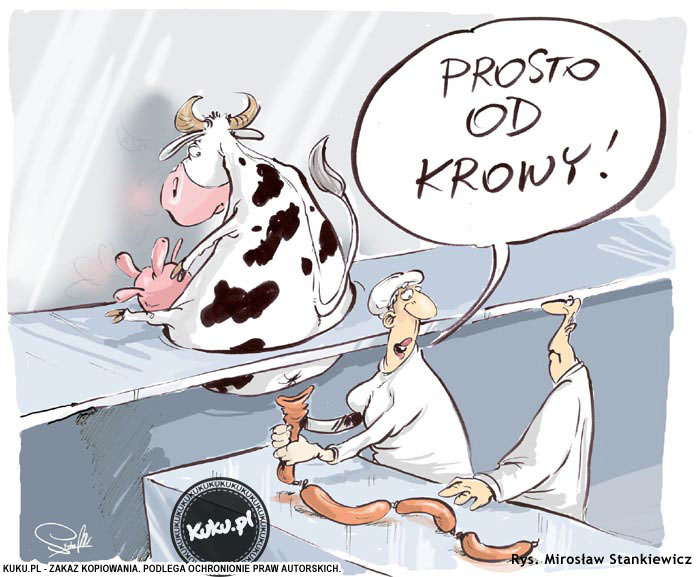Komiks, dowcip, Żart o Parówki prosto od krowy
