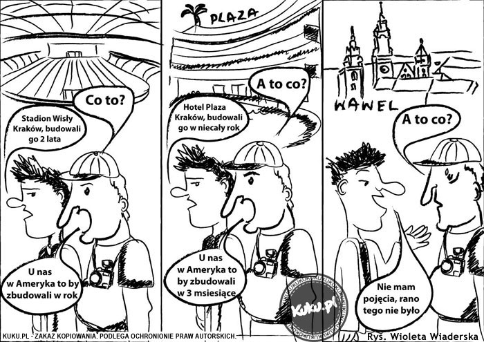Komiks, dowcip, Żart o AmerykaÅ„ski turysta zwiedza Krak&oacute;w