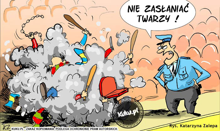 Komiks, dowcip, Żart o B&oacute;jka pseudokibic&oacute;w.