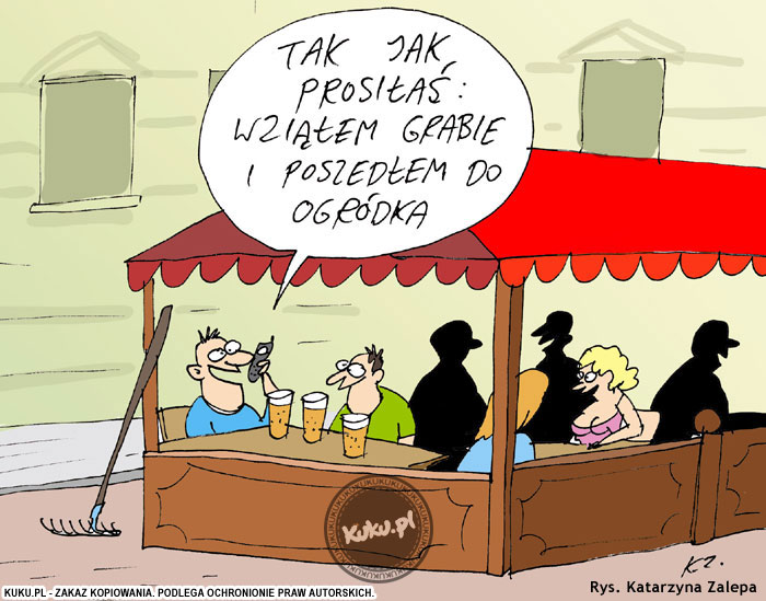 Komiks, dowcip, Żart o Facet w ogr&oacute;dku