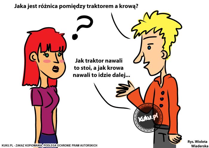 Komiks, dowcip, Żart o R&oacute;Å¼nica miÄ™dzy traktorem i krowÄ…
