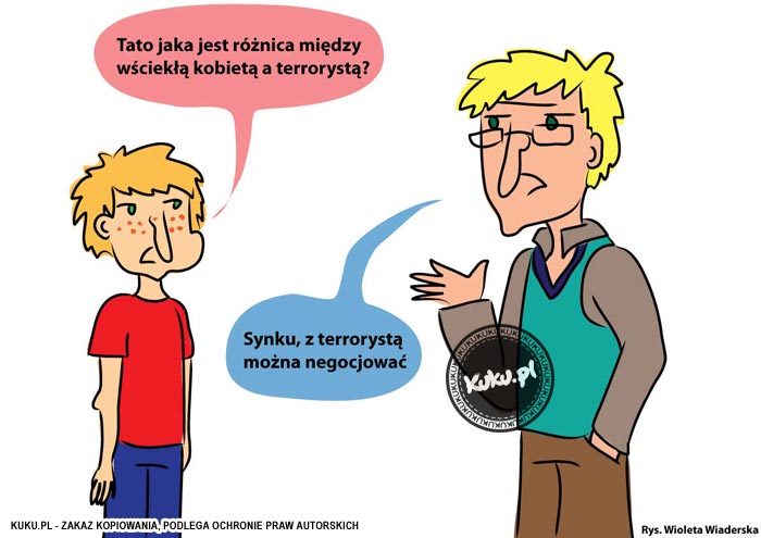 Komiks, dowcip, Żart o R&oacute;Å¼nica miÄ™dzy wÅ›ciekÅ‚Ä… kobietÄ…, a terrorystÄ…