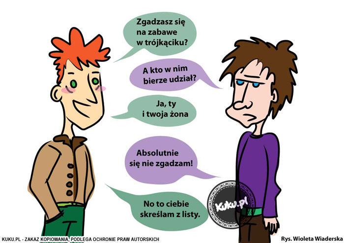 Komiks, dowcip, Żart o Zabawa w tr&oacute;jkÄ…ciku