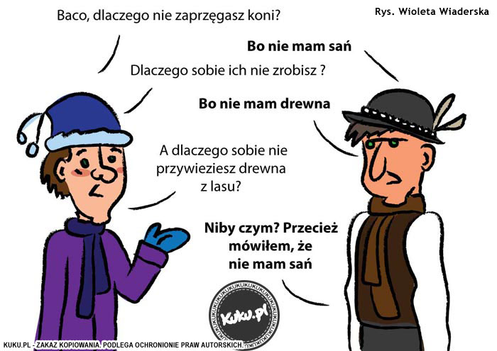 Komiks, dowcip, Żart o Baca i jego sanie.