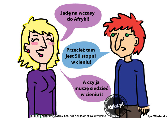 Komiks, dowcip, Żart o Blondynka jedzie do Afryki