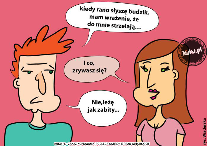 Komiks, dowcip, Żart o Kiedy rano dzwoni budzik