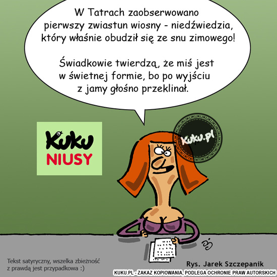 Komiks, dowcip, Żart o Kuku Niusy - pierwszy zwiastun wiosny