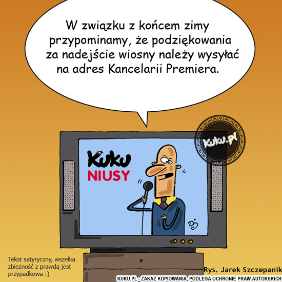 Komiks, dowcip, Żart o Kuku Niusy - podziÄ™kowania za nadejÅ›cie wiosny