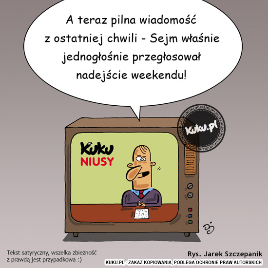 Komiks, dowcip, Żart o Kuku Niusy - weekend przegÅ‚osowany