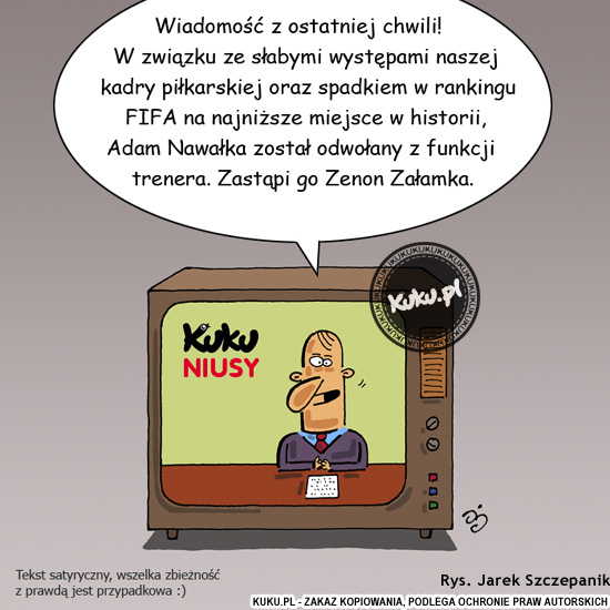 Komiks, dowcip, Żart o Kuku niusy - spadek w rankingu fifa