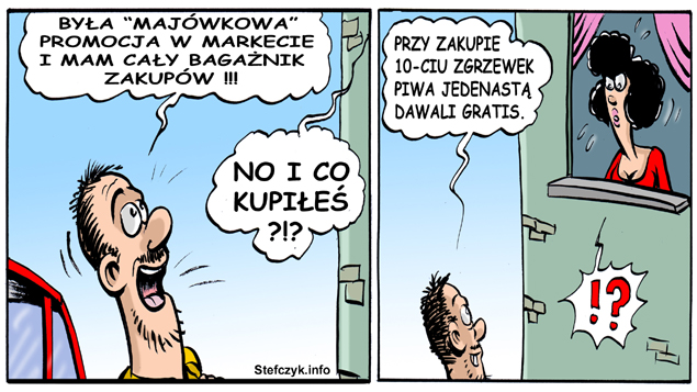 Komiks, dowcip, Żart o MajÃ³wkowa promocja