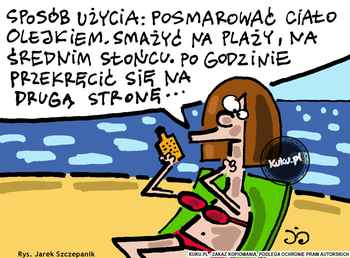 Komiks, dowcip, Żart o Olejek do opalania