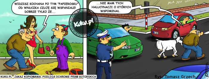 Komiks, dowcip, Żart o Papierosek od wnuczka