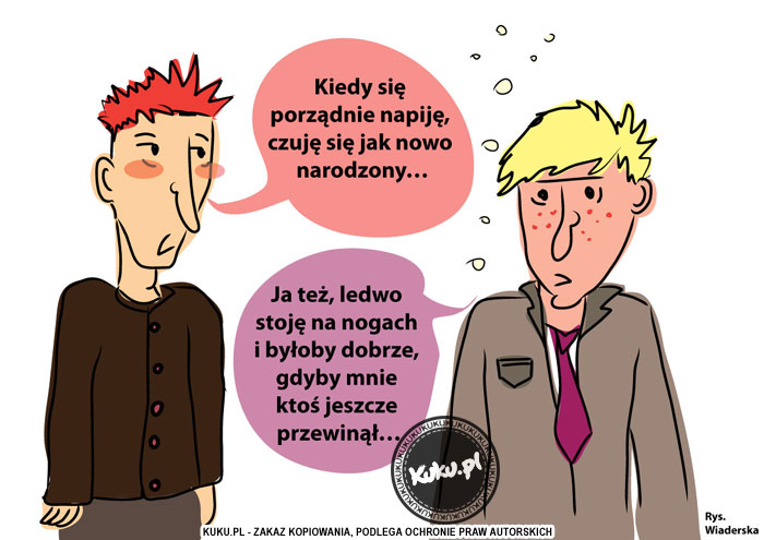 Komiks, dowcip, Żart o Po alkoholu - jak nowonarodzony