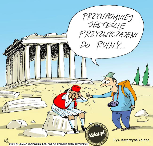 Komiks, dowcip, Żart o Ruina w Grecji