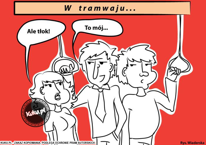 Komiks, dowcip, Żart o TÅ‚ok w tramwaju