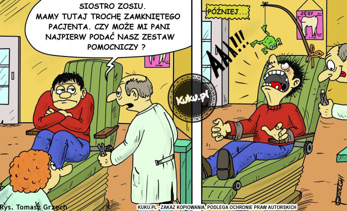 Komiks, dowcip, Żart o Zestaw pomocniczy u dentysty